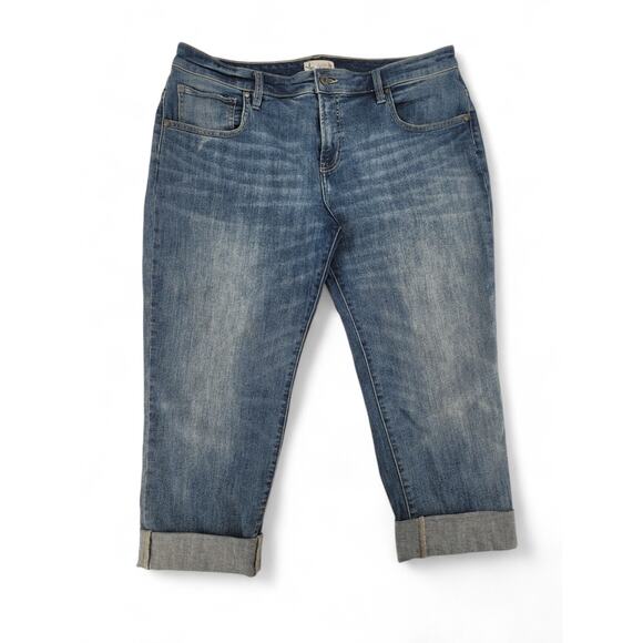 Carve Designs Organic Cotton Boyfriend Jeans Size 12 Mid Rise Cuffed Straight‎ - Picture 1 of 5